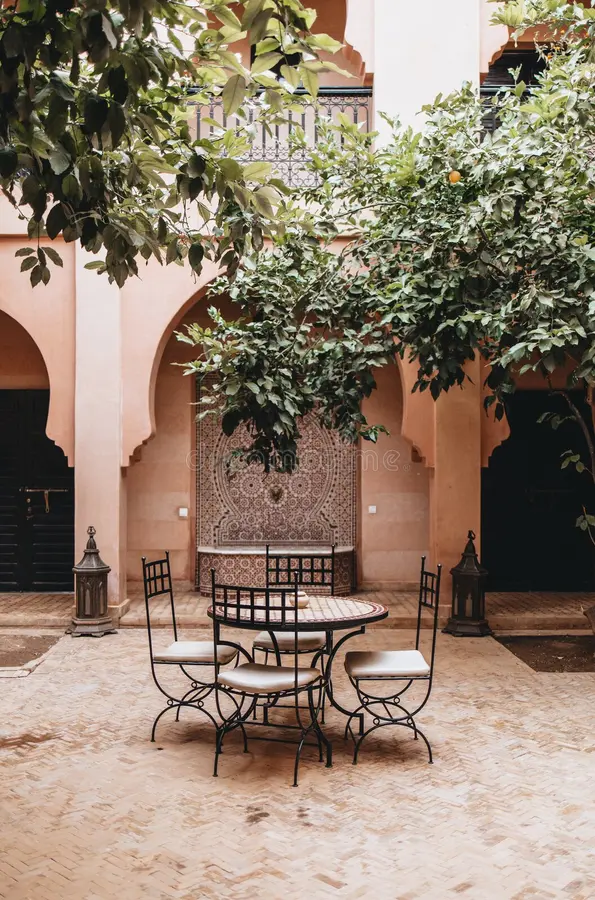 A peaceful riad courtyard in Marrakech